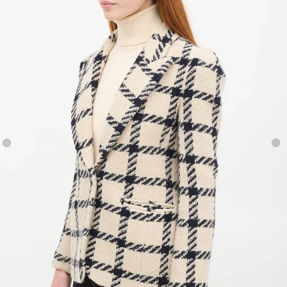 ISABEL MARANT Plaid Women's Jacket in Cream and Black SIZE 36 - Picture 2 of 16